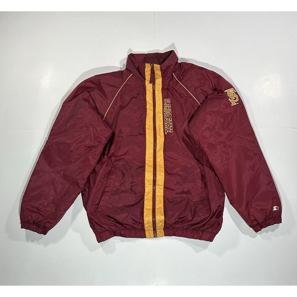 Starter FSU Seminoles Jacket Mens Medium Full Zip Embroidered Windbreaker Coat